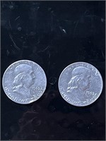 Silver Ben Franklin half dollars