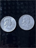 Silver Ben Franklin half dollars