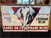 15 x 8” Porcelain Elephant Noir Sign