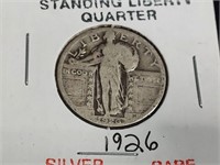 RARE 1926 Silver Standing Liberty Quarter