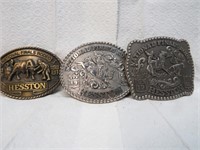 3 Vintage Hesston Belt Buckles 81-84-85