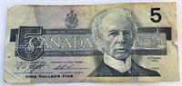 1986 Canada $5 Bill