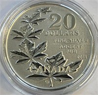 2011 Canada $20 Fine Silver Maple Leaf Coin