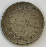 1919 Canada Small 5 Cent Coin