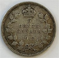 1912 Canada Small 5 Cent Coin