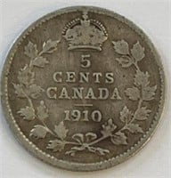 1910 Canada Small 5 Cent Coin