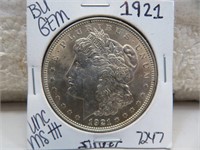 1921 Morgan BU Gem UNC Silver Dollar