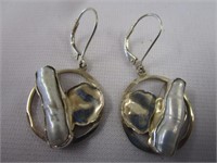 GORGEOUS MOTHER OF PEARL & STERLING EARRINGS