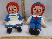 RAGGEDY ANN & ANDY CERAMIC BOOKENDS
