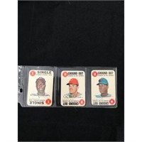 Three 1968 Topps Baseball Game Cards