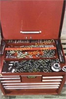 10 drawer International Tool box with tools .