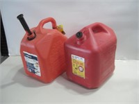 Two Plastic Five Gallon Gas Cans W/Spouts