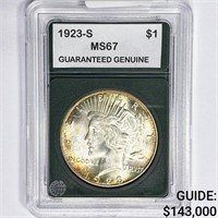 1923-S Silver Peace Dollar GG MS67