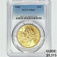 1900 $20 Gold Double Eagle PCGS MS61