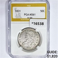 1831 Capped Bust Half Dollar PGA MS61 O-102