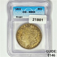 1921 Morgan Silver Dollar ICG MS63