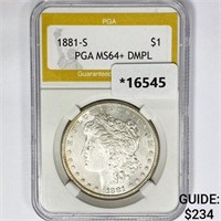 1881-S Morgan Silver Dollar PGA MS64+ DMPL