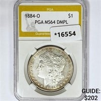 1884-O Morgan Silver Dollar PGA MS64 DMPL