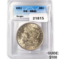 1921 Morgan Silver Dollar ICG MS62