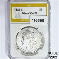 1882-S Morgan Silver Dollar PGA MS64 PL
