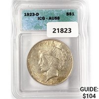 1923-D Silver Peace Dollar ICG AU58