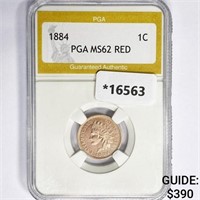 1884 Indian Head Cent PGA MS62 RED