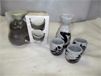 Japanese Ceramic Sake Sets - 2 Sets