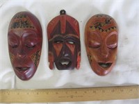 Kenya - 3pc African Carved Wood Decorative Masks