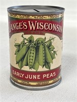 Tin Can Bank Repro Lane’s Wisconsin Peas Can