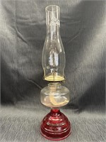 Vintage Ruby red glass oil lamp
