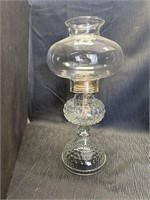 Hobnail clear glass oil lamp, Queen Anne #2