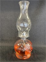 Oil lamp w/floral design