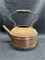 Vintage copper kettle, wooden handle
