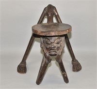 AFRICAN CARVED ANTHROPOMORPHIC STOOL