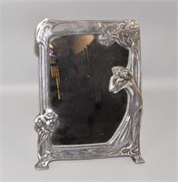 ART NOUVEAU METAL AND WOOD MIRROR