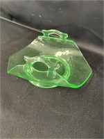 Uranium/Vaseline glass bon bon dish w/handles