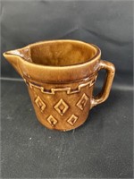 Vtg brown stoneware pitcher