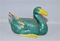 CHINESE PORCELAIN DUCK   8"H. 12"W.
