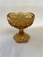 Kemple honey amber candy dish, saw tooth cut