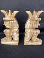 Marble bookends, 8 1/2in tall