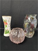Crackle Glass, Poland, &  Milk Glass Vase