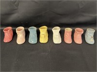 (8) Ceramic baby shoe vases/planters, 2 1/4 -