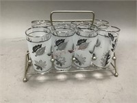 Set of 8 Libbey Silver Leaf Frosted Glasses