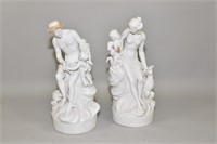 CLASSICAL STYLE SCULPTURES - Two. In white bisque