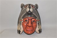AMERICAN INDIAN STYLE CARVED WOOD TOTEM MASK