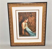 PHOTO PRINT - Nude before tapestry with blue