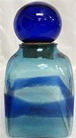 Aqua blue sq canister jar bubble lid w/cork