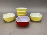 Pyrex Small Square Bowls Custard Cups