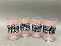 Anchor Hocking Pink and Black Swirl Glasses