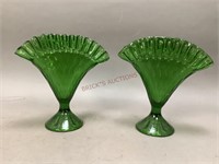 Kelly Green Fan Vases